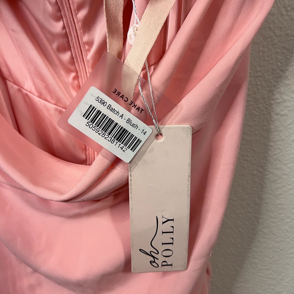 Oh Polly Blush Pink Draped Bodycon Dress with Embellished Straps - Picture 8 of 12